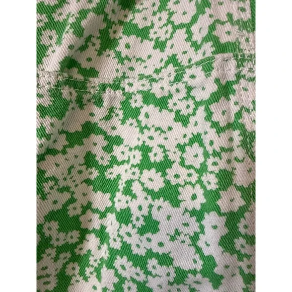 BDG Urban Outfitters Green White Daisy Floral Wide Leg Pants High Rise Button 26 - Picture 5 of 13